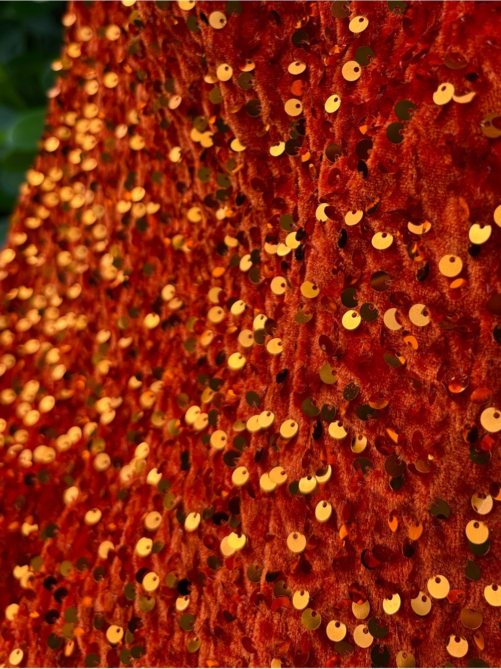 Dressalisa Orange Crushed Velvet Sequins Gown Size XS Party Maxi Dress Elegant - Picture 7 of 13